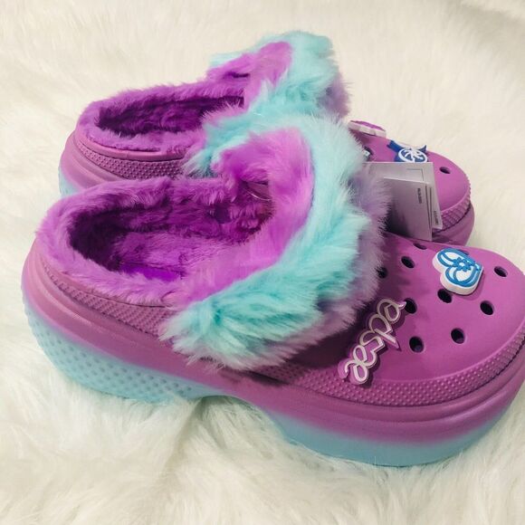 Crocs Aespa X Crocs Stomp‎ Lined Clog Women's Sandals Purple Size 9 NEW - Picture 8 of 11